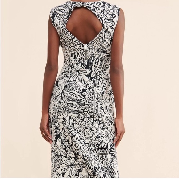 ✨ Anthropologie Jacquard Cut-Out Midi Dress Sz M - Picture 3 of 7